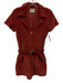 Show Me Your Mumu Size S Brick Red Cotton Blend Corduroy Zip Front Belted Dress Brick Red / S
