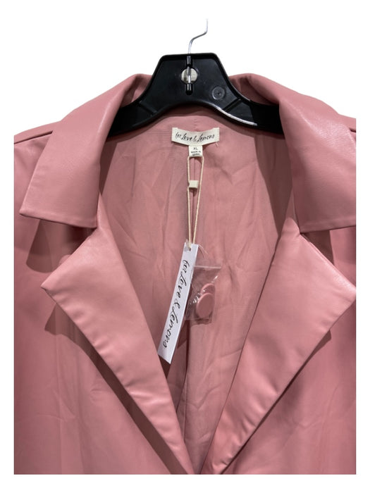 For Love & Lemons Size XL Pink Polyurethane Faux Leather Button Down Jacket Pink / XL