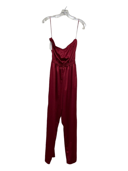 Urban Outfitters Size S Dark Red Polyester & Spandex Strapless Straight Jumpsuit Dark Red / S