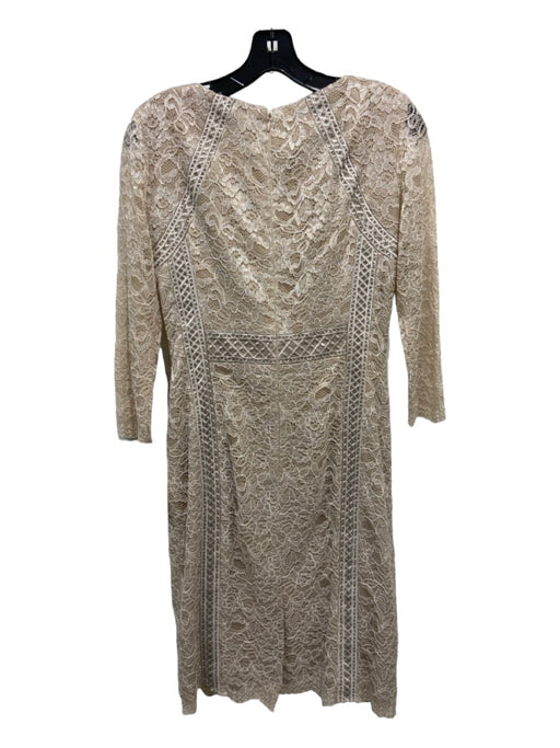 Antonio Melani Size 2 Beige Rayon & Nylon Blend Lace 3/4 Sleeve Sheath Dress Beige / 2