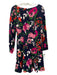 Lela Rose Size 4 Navy Blue, Pink, Green Viscose Floral Boat Neck A-line Dress Navy Blue, Pink, Green / 4