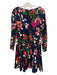 Lela Rose Size 4 Navy Blue, Pink, Green Viscose Floral Boat Neck A-line Dress Navy Blue, Pink, Green / 4