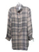 Peuterey Size S/42 Pale Pink & Gray Silk Plaid Long Sleeve Shirt Dress Dress Pale Pink & Gray / S/42