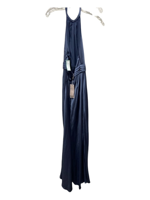 Keepsake Size S/6 Navy Blue Polyester Halter High Round Neck Slit Gown Navy Blue / S/6