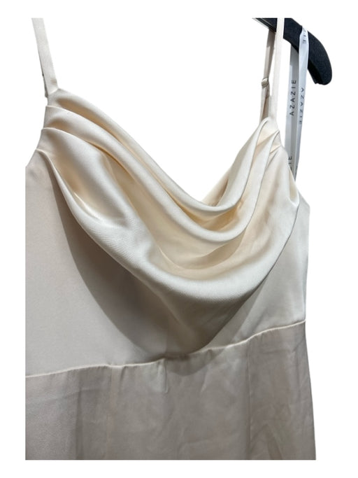 Azazie Size C Cream Polyester Satin Ruched Neckline Sleeveless Gown Cream / C