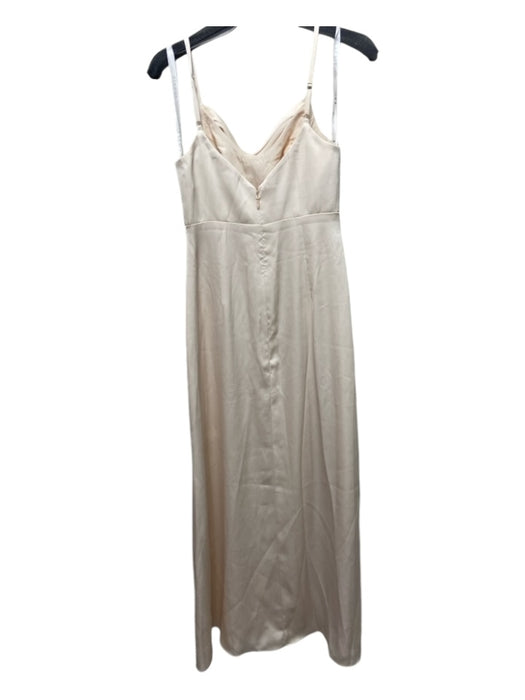 Azazie Size C Cream Polyester Satin Ruched Neckline Sleeveless Gown Cream / C