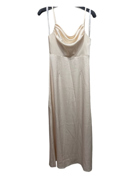 Azazie Size C Cream Polyester Satin Ruched Neckline Sleeveless Gown Cream / C