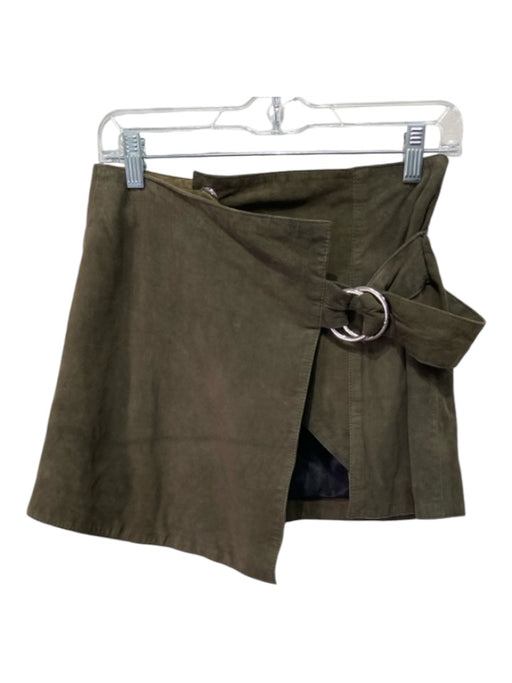 Understated Leather Size XS Olive Green Suede Wrap Belted Mini Skirt Olive Green / XS