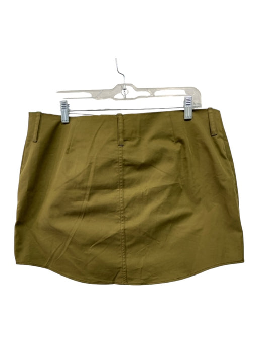 L'Academie Size XL Olive Green Cotton Cargo Mini Hook & Zip Skirt Olive Green / XL