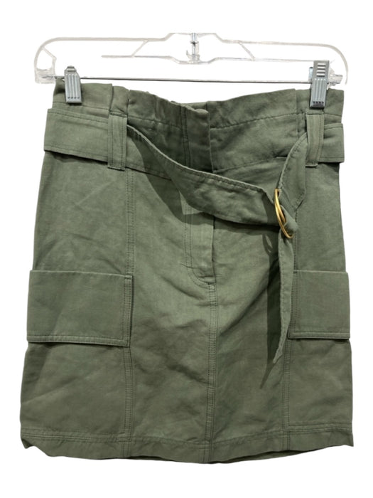 A.L.C. Size 2 Army Green Cotton & Linen. Belted Newsboy Waist Mini Cargo Skirt Army Green / 2