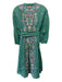 Boden Size XS Green & Multi Linen Long puff sleeve Floral Print V Neck Dress Green & Multi / XS