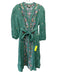 Boden Size XS Green & Multi Linen Long puff sleeve Floral Print V Neck Dress Green & Multi / XS