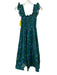 Hill House Size XS Green & Blue Cotton Blend Floral Ruffle Straps Smocked Dress Green & Blue / XS