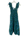 Hill House Size XS Green & Blue Cotton Blend Floral Ruffle Straps Smocked Dress Green & Blue / XS