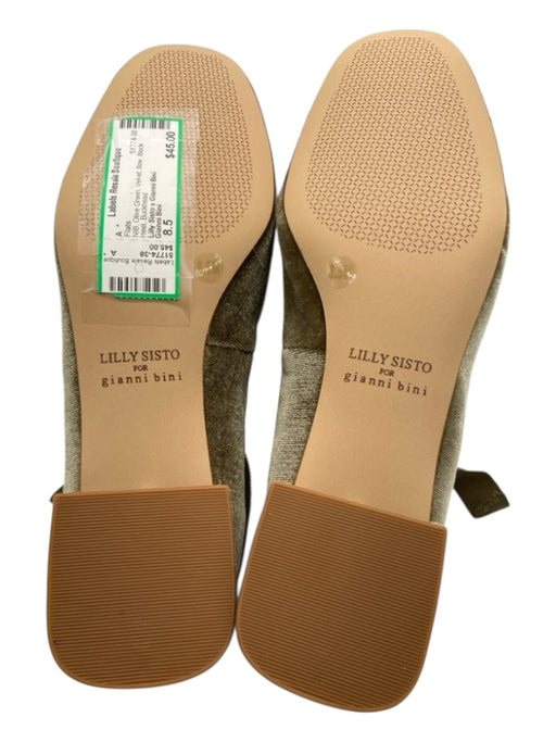 Gianni Bini Shoe Size 8.5 Olive Green Velvet Bow Block Heel Flats Olive Green / 8.5