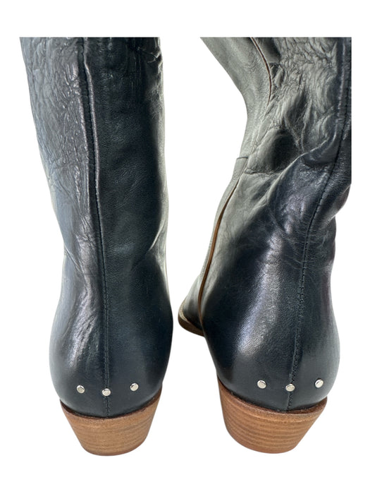 Free People Shoe Size 38.5 Black & Tan Leather Pointed Toe Pull Tab Tall Boots Black & Tan / 38.5