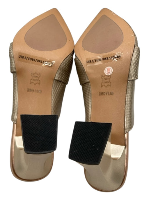 TinaCus Shoe Size 8.5 Champagne Gold Leather Patent Pointed Toe Mule Pumps Champagne Gold / 8.5