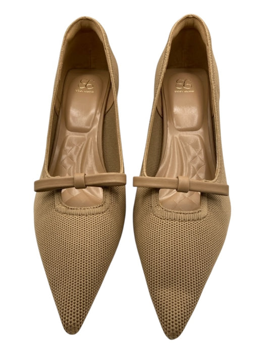 Cosy Island Shoe Size 9 Tan Leather Bow detail Pointed Toe Kitten Heel Pumps Tan / 9