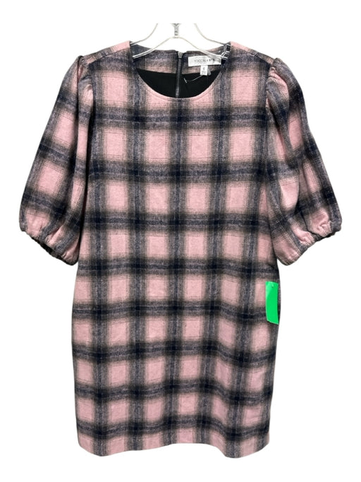 Toccin NY Size 6 Pink & Multi Polyester A-line Back Zip Plaid Pockets Dress Pink & Multi / 6
