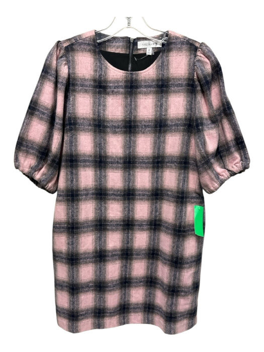 Toccin NY Size 6 Pink & Multi Polyester A-line Back Zip Plaid Pockets Dress Pink & Multi / 6