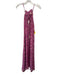 Natalie Martin Size XS Fuchsia Purple & Beige Silk Botanical Print V Neck Dress Fuchsia Purple & Beige / XS