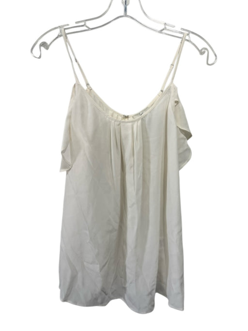 Joie Size S White Silk Spaghetti Strap Flutter Off Shoulder Keyhole Back Top White / S