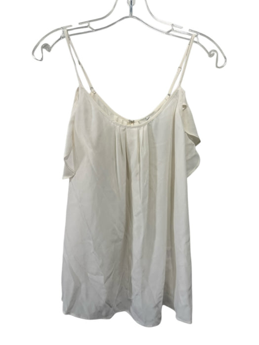 Joie Size S White Silk Spaghetti Strap Flutter Off Shoulder Keyhole Back Top White / S
