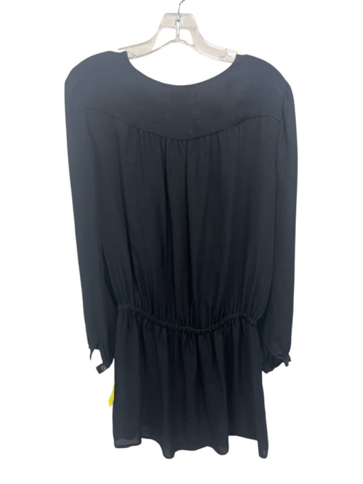 Haute Hippie Size S Black Silk Semi Sheer Long Balloon Sleeve Elastic Waist Top Black / S