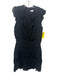 Parker Size 4 Black Silk Sleeveless Ruffle Detail V Neck Back Zip Dress Black / 4