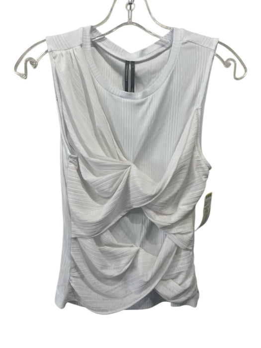 Anthropologie Size S White Viscose Blend Ribbed Knit Sleeveless Drape Detail Top White / S