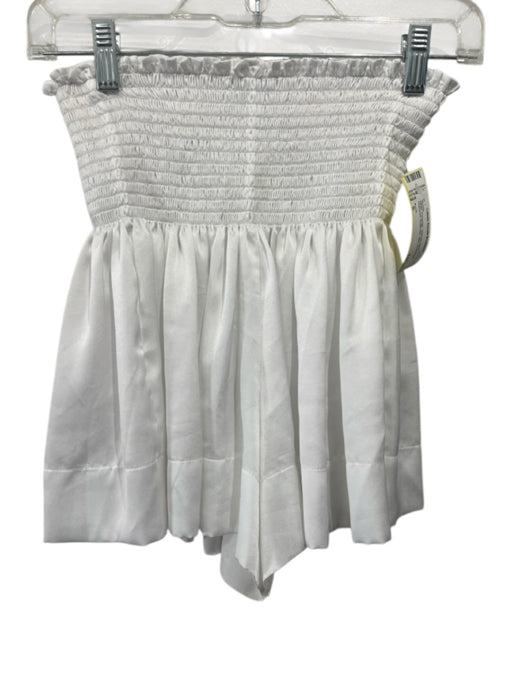 Koch Size S White Polyester Shirred Waist Gathered Ruffle top Mini Shorts White / S