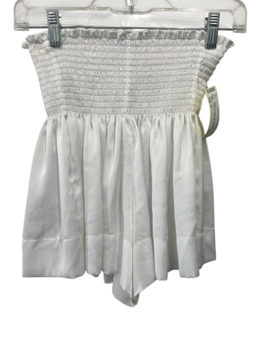 Koch Size S White Polyester Shirred Waist Gathered Ruffle top Mini Shorts White / S