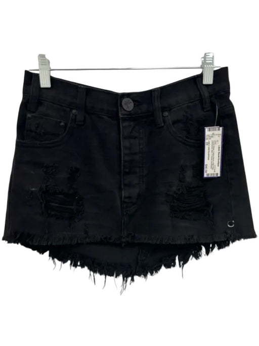 ONE X ONETEASPOON Size 25 Faded Black Cotton Denim High Rise Distressed Skirt Faded Black / 25