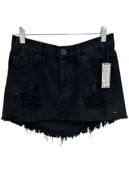 ONE X ONETEASPOON Size 25 Faded Black Cotton Denim High Rise Distressed Skirt Faded Black / 25