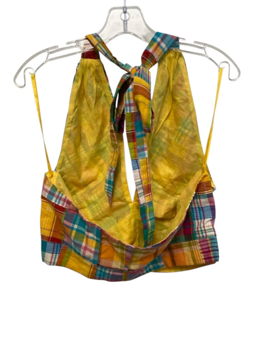 Staud Size 12 Orange, Blue, Red, & White Cotton Sleeveless Plaid Open Back Top Orange, Blue, Red, & White / 12