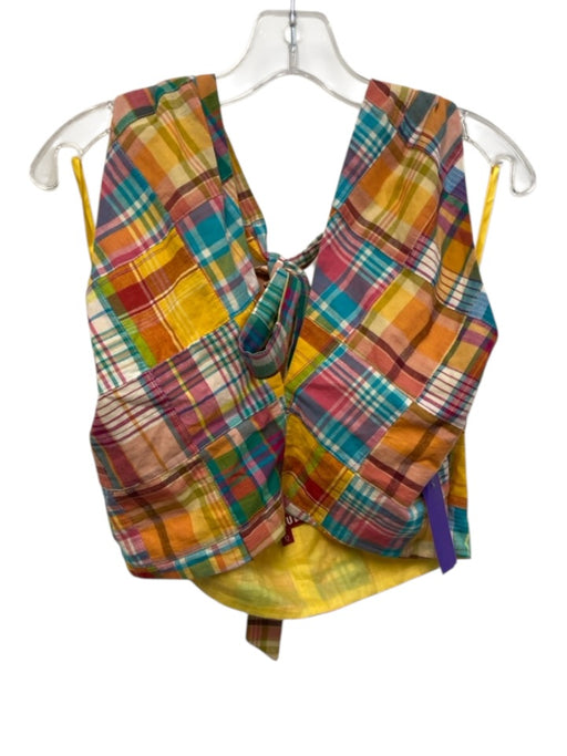 Staud Size 12 Orange, Blue, Red, & White Cotton Sleeveless Plaid Open Back Top Orange, Blue, Red, & White / 12
