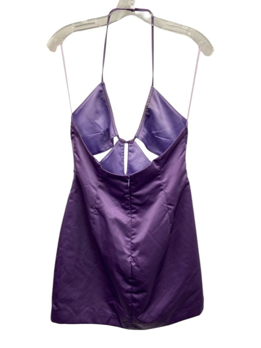 Saulee Size 6 Purple Nylon Satin Mini Cutout Halter Dress Purple / 6