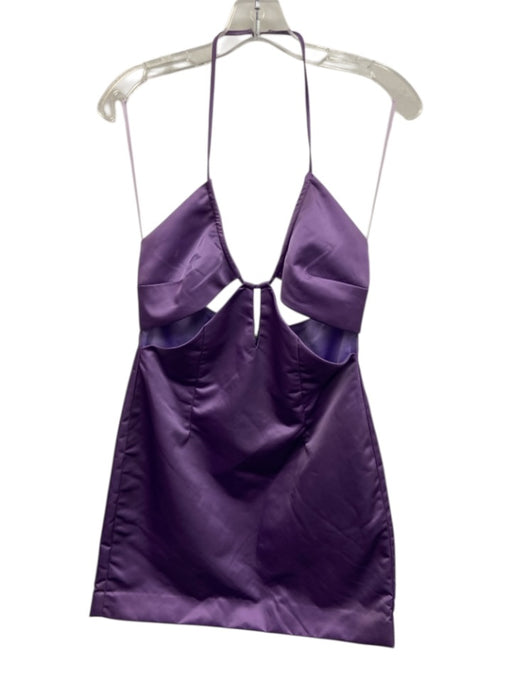 Saulee Size 6 Purple Nylon Satin Mini Cutout Halter Dress Purple / 6