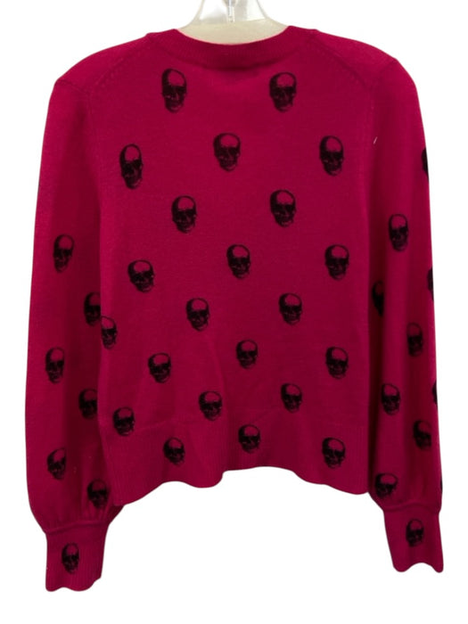 Skull Cashmere Size S Pink Cashmere Skull Print V Neck Long Sleeve Sweater Pink / S
