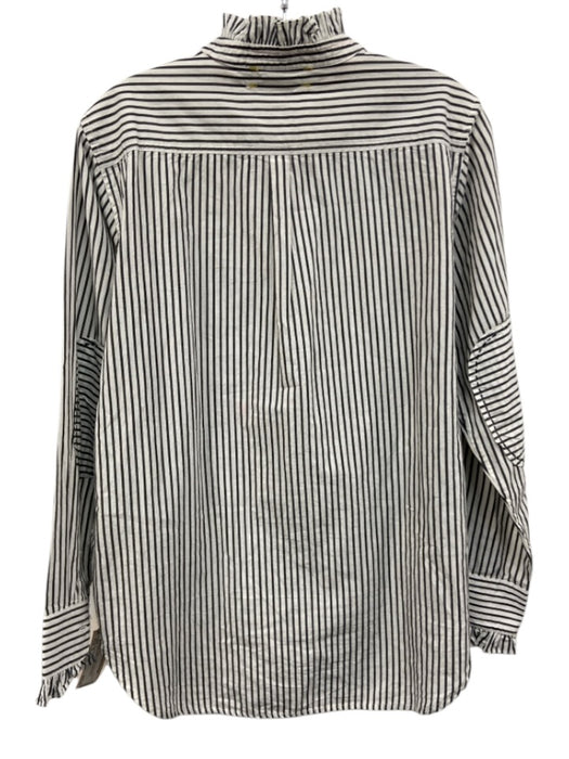 Kerri Rosenthal Size S White & Gray Cotton Embroidered Stripe Button Down Top White & Gray / S
