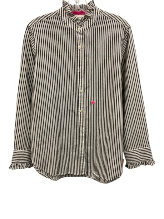 Kerri Rosenthal Size S White & Gray Cotton Embroidered Stripe Button Down Top White & Gray / S