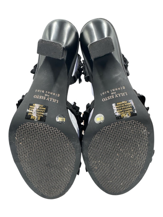Lilly Sisto for Gianni Bini Shoe Size 8.5 Black fabric upper Ruffle Sandals Black / 8.5
