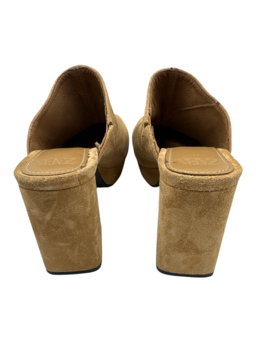 Zara Shoe Size 40 Camel Tan Faux Suede Block Heel Platform Clogs Camel Tan / 40