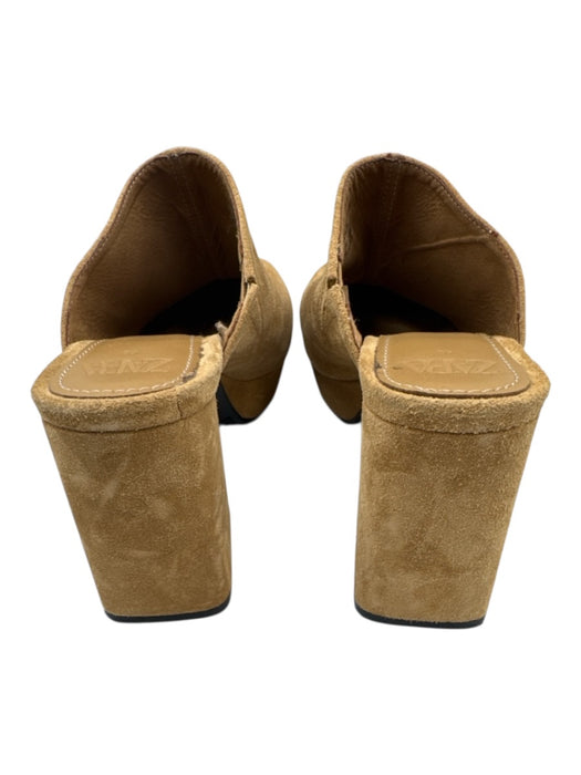 Zara Shoe Size 40 Camel Tan Faux Suede Block Heel Platform Clogs Camel Tan / 40