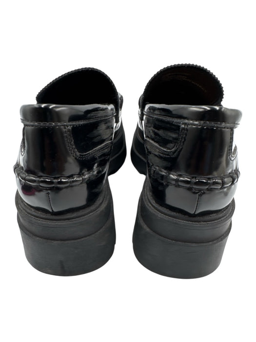 Steve Madden Shoe Size 8.5 Black Leather Upper Glossy Lug sole Platform Loafers Black / 8.5