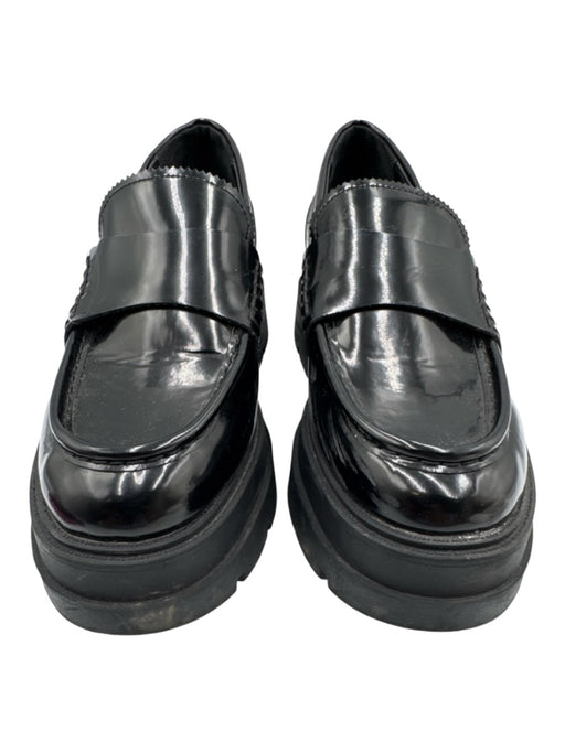 Steve Madden Shoe Size 8.5 Black Leather Upper Glossy Lug sole Platform Loafers Black / 8.5