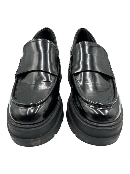 Steve Madden Shoe Size 8.5 Black Leather Upper Glossy Lug sole Platform Loafers Black / 8.5