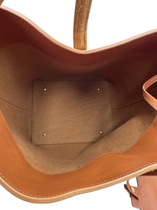 Yves Saint Laurent Chestnut Brown Suede Leather Logo Bucket Crossbody Strap Bag Chestnut Brown / Small