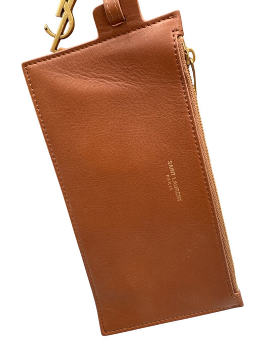 Yves Saint Laurent Chestnut Brown Suede Leather Logo Bucket Crossbody Strap Bag Chestnut Brown / Small
