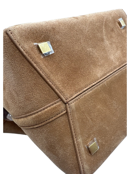 Yves Saint Laurent Chestnut Brown Suede Leather Logo Bucket Crossbody Strap Bag Chestnut Brown / Small